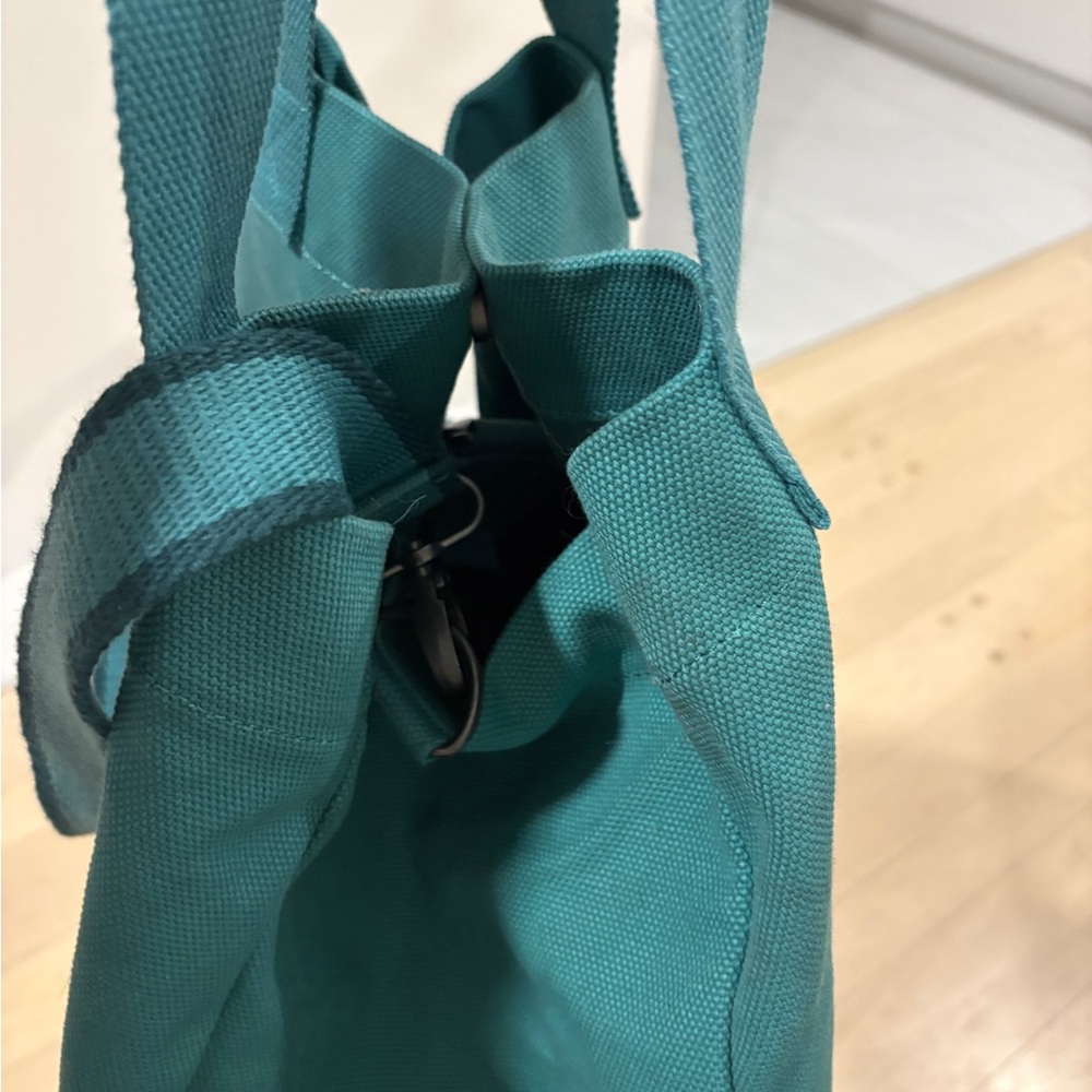 Figs Teal and Dark Teal Canvas Tote with Pink Logo - Picture 6 of 7